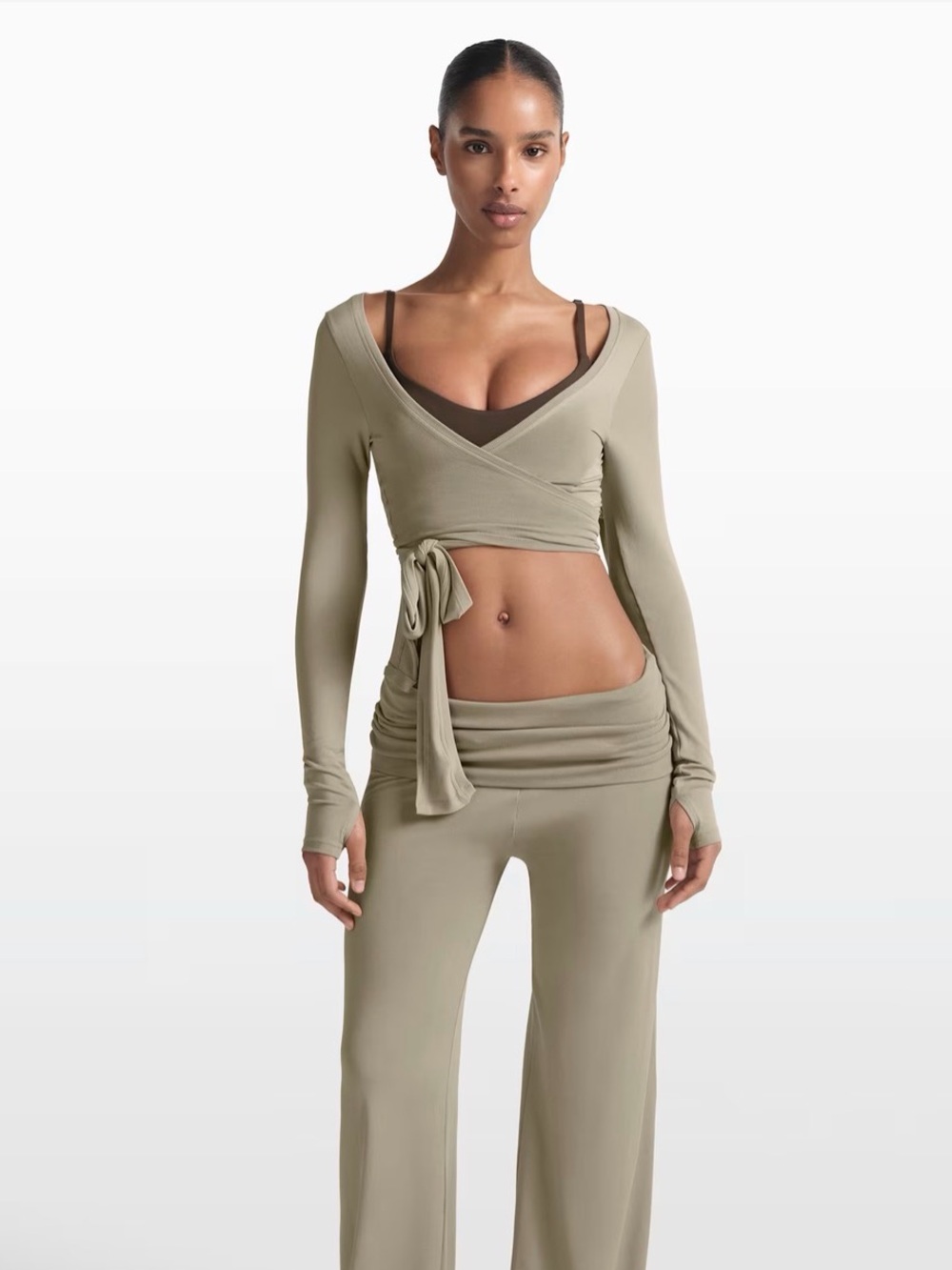 Nike x SKIMS Stretch Knit Long Sleeve Wrap Top